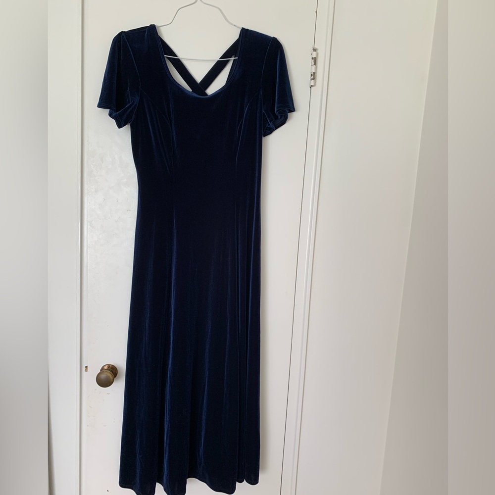 Vintage 90’s Velvet Navy Blue Dress